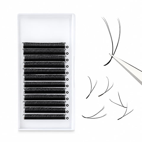 Private Label Handmade Natural Soft Lashes Manufacturer YY Shape Eyelash Extension
