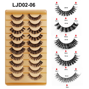 Wholesale 10 Pairs Russian Volume Eyelashes DD Curl Lashes Private Label Long Fluffy Soft Wispy Eye Lashes Reusable Natural Look Eyelashes