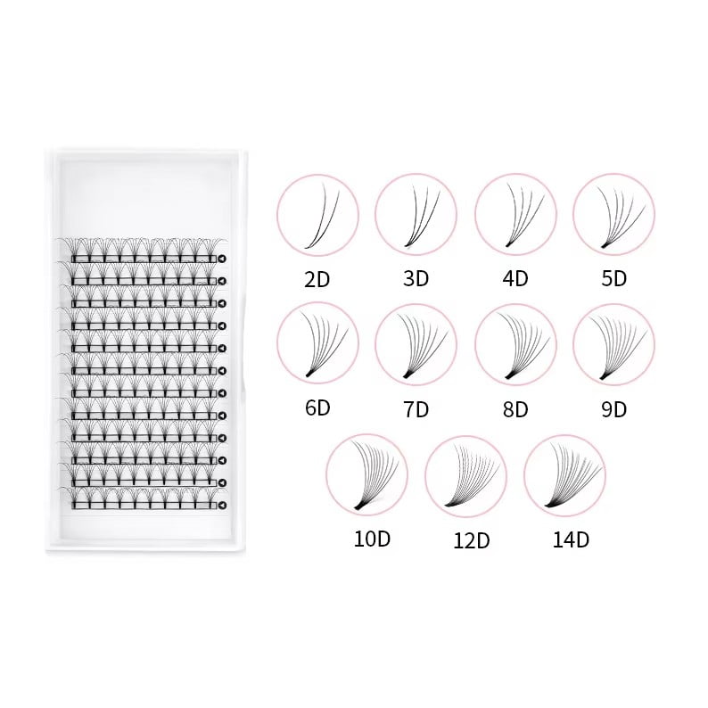 Wholesale Handmade Volume Eyelash Extension Short Stem Korean PBT Premde Fan Lashes